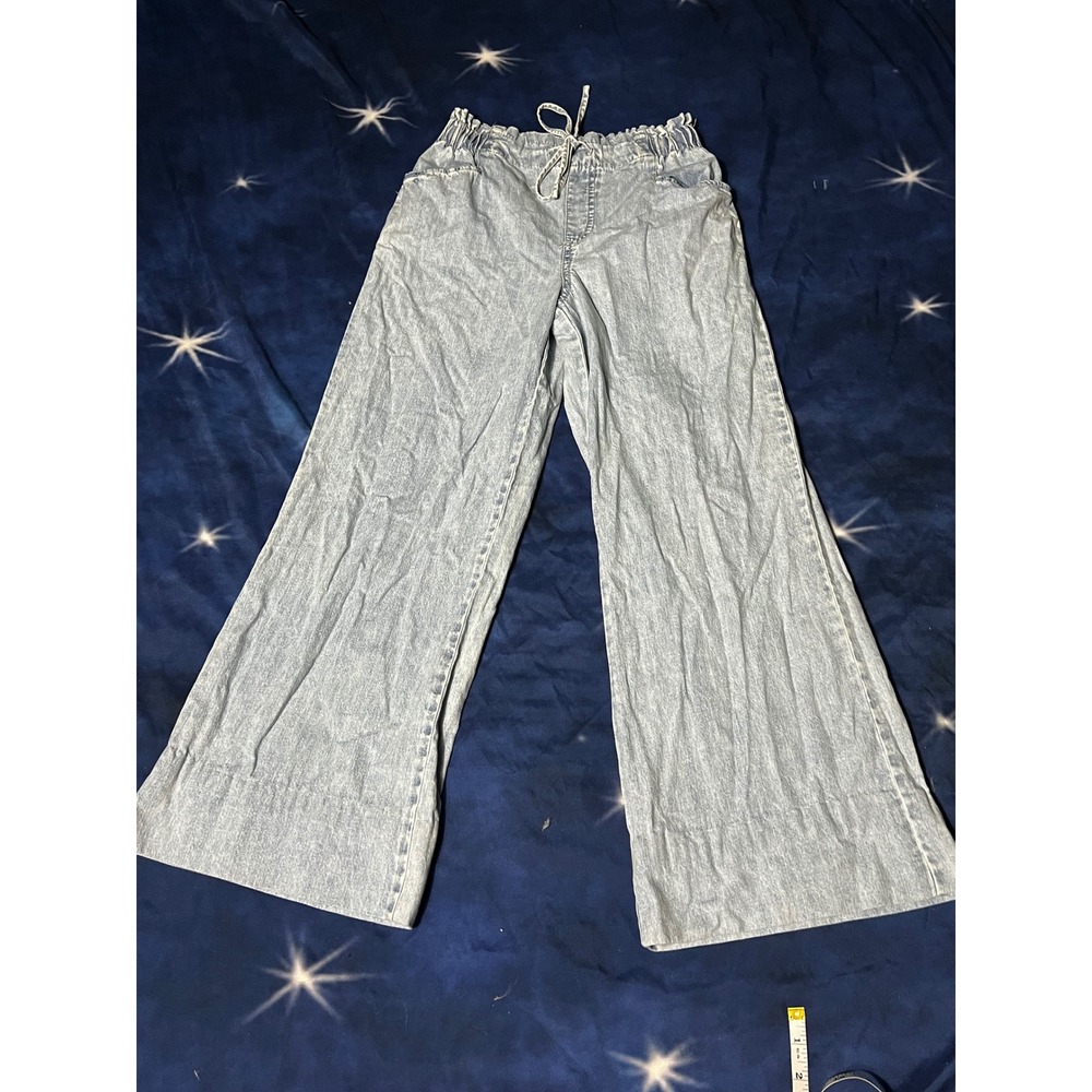 Sincerely Jules Light Wash Wide Leg Denim Paperbag Waist Pants Small
